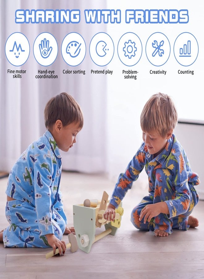 ليدر جوي مجموعة أدوات خشبية مونتيسوري من ليدر جوي، مجموعة ألعاب بناء تعليمية للأطفال الصغار، صندوق لعب، أدوات لعب لمرحلة ما قبل المدرسة، لعبة بناء خشبية (أصفر) - Image 5